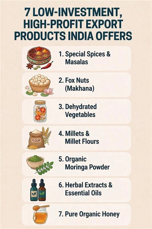 7 Low-Investment, High-Profit Export Products India offers