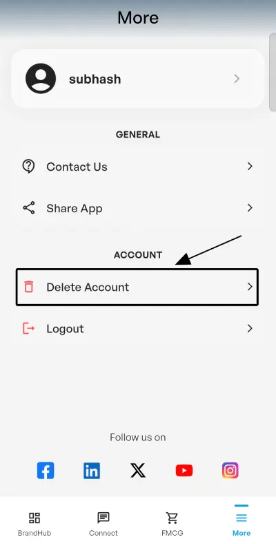 Delete Account Screenshot