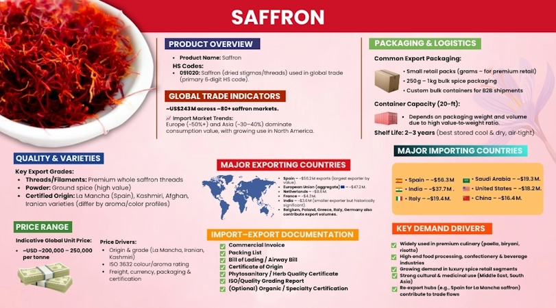 Saffron (Kesar) Export Guide from India (2026) | Grades, Prices & Trade ...