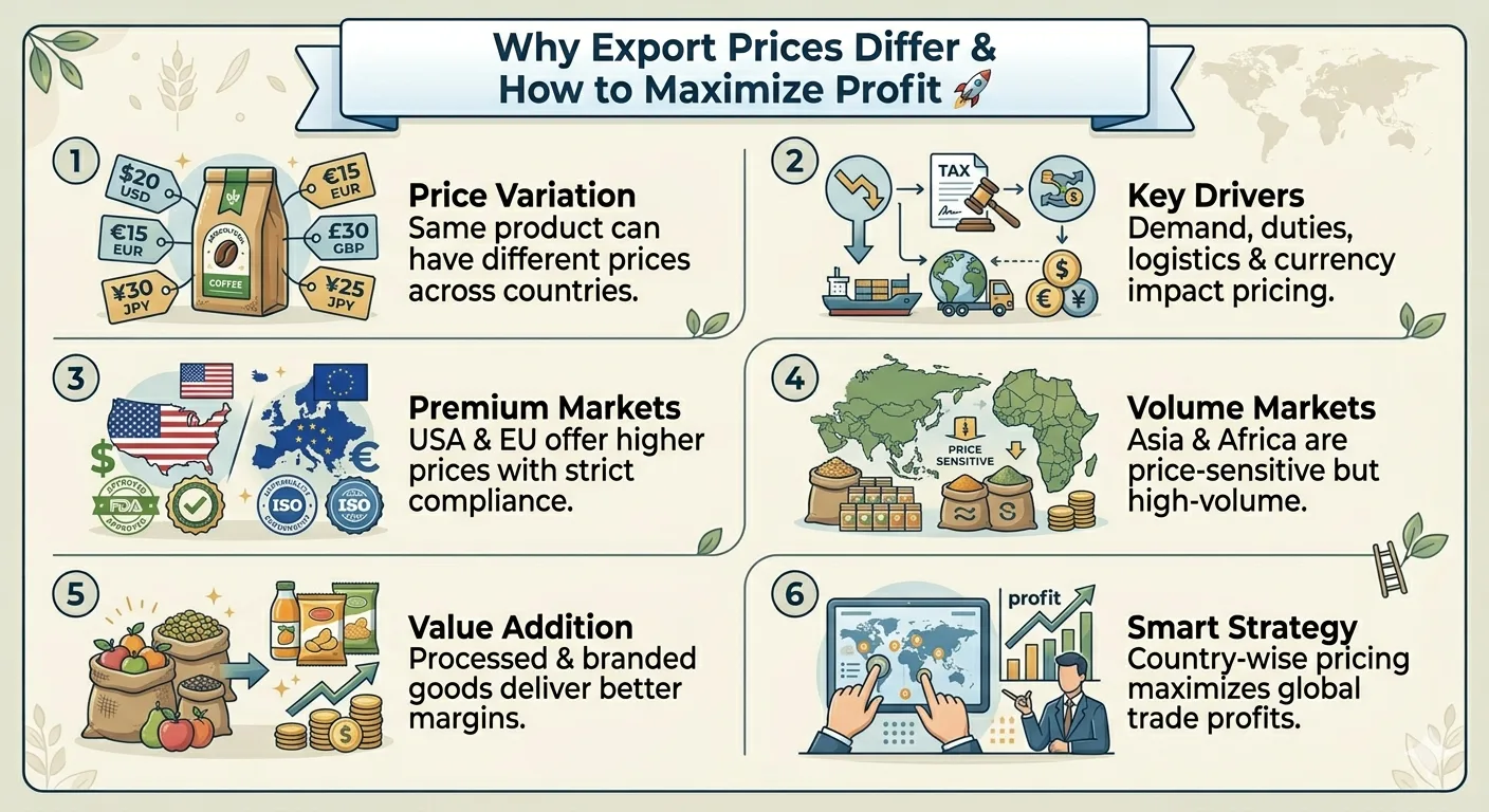 hy export prices differ by country