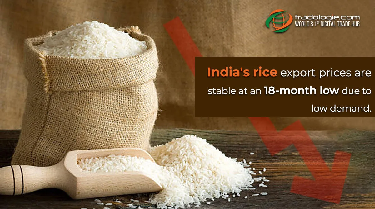 India's Rice Export Prices Are Stable At An 18-Month Low Due To Low Demand
