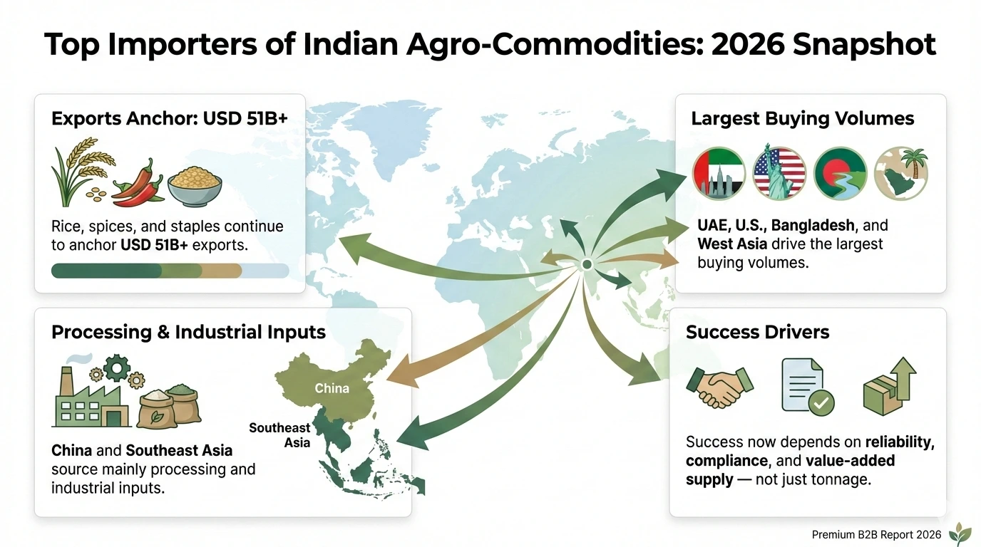 Top Countries Importing Indian Agro-Commodities Trade Patterns Shaping 2026